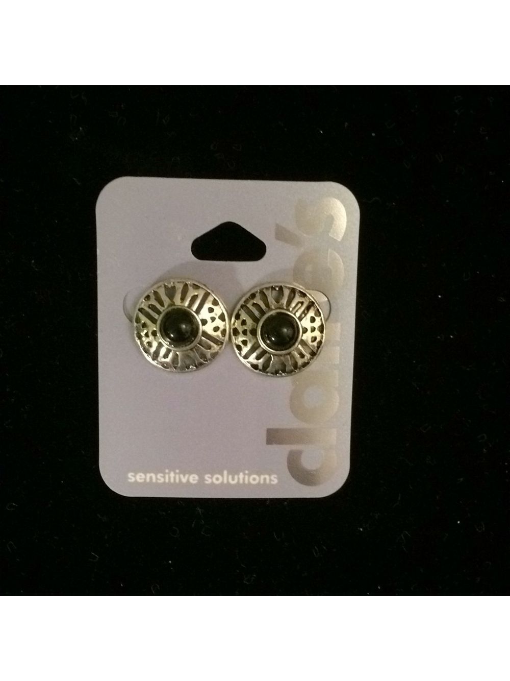 Claires Black And Silver Studded Earrings